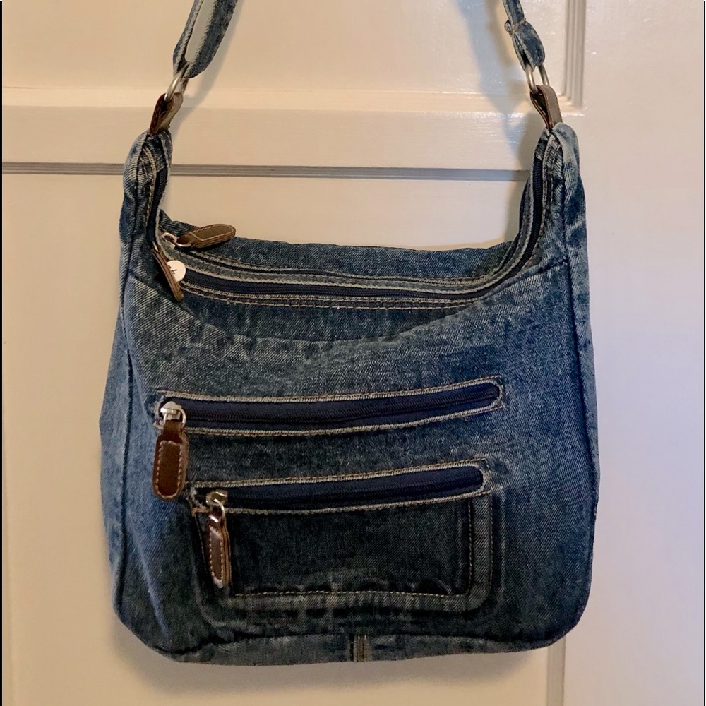 Vintage Denim Hobo Purse w/ Pockets Galore
